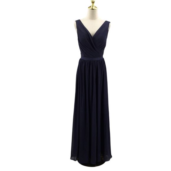 AW BRIDAL 10 L navy blue Gwyneth wedding bridesmaid party maxi dress new B80 - Picture 3 of 8